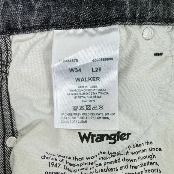 NWT Wrangler Walker 677 High Rise Slim Jeans Gray Wash Denim Size 34 x 28 - Picture 11 of 11